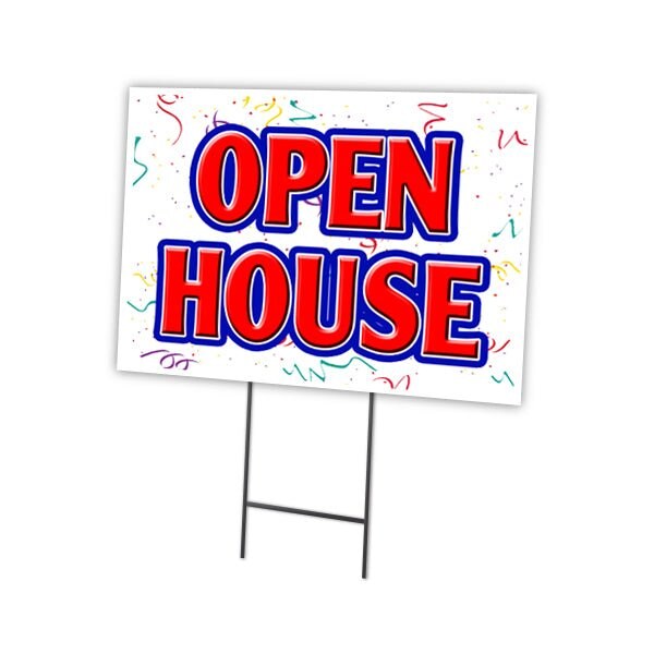 Signmission Open House Yard Sign & Stake outdoor plastic coroplast window, C-1824 Open House C-1824 Open House - main